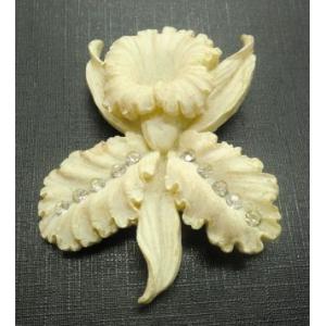 送料無料　アンティークブローチ　Vintage Deep Carved Orchid Flower ...