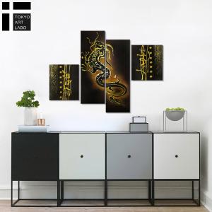 絵画 竜(龍)の抽象 4枚組 インテリア 油彩...の詳細画像3