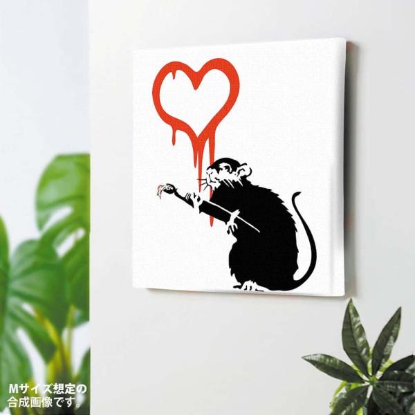 Banksy Love Rat アートパネル インテリア雑貨 ハート ネズミ 作品 ポスター 絵画 ...