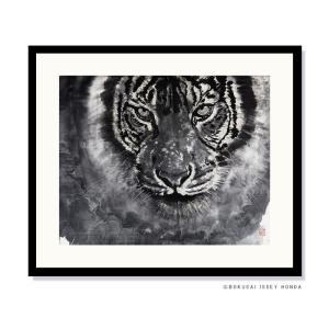水墨画 虎「眼光」トラ 絵画 壁掛け 85cm×72cm モダン 額絵 インテリア