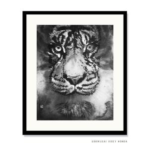 水墨画 虎「眼光」トラ 絵画 壁掛け 85cm×72cm モダン 額絵 インテリア