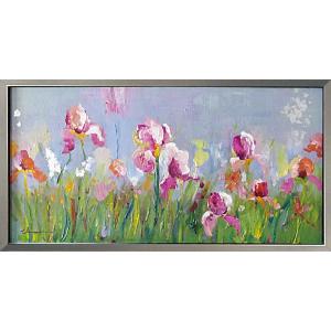 手描き油絵 木村 咲 黄色い小花 F6 画家本人手描き 絵画 額入り 絵