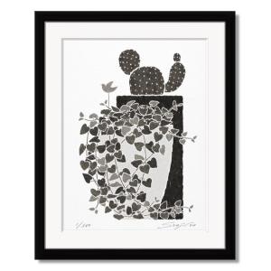水墨画「気」狼 絵画 額入り 壁掛け インテリア 額付き 縦長 モダン