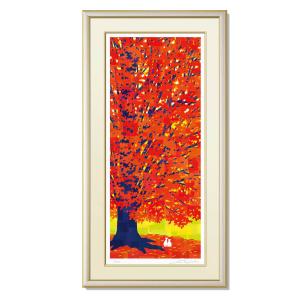 桜 花 絵画 木版画 和風 井堂雅夫 「嵐山しだれ桜」 額付き : アート