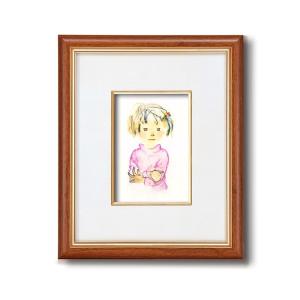 【美品】いわさきちひろ リトグラフ 『青いつば広帽子を持つ少女』 青いつば広帽子を持つ少女 - ピエゾグラフによる わたしの好きな