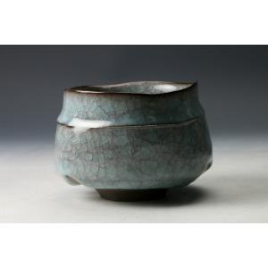 岸本謙仁 青瓷胴紐茶碗 共箱 共布 栞 茶道具...の詳細画像1