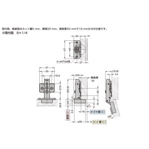 オリンピアスライド丁番 360-C26-19T...の詳細画像1
