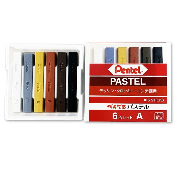 [ メール便可 ] ぺんてる パステル PASTEL デッサン・クロッキー・コンテ画用 6色セットA...