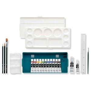 ターナー アクリルガッシュ プライム セット 13B4 11mL 11色 白2本 筆3本 定規 溝引棒 付 【 絵具 絵の具 アクリル絵具 アクリル絵の具 絵の具セット 】