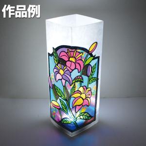 プッシュステンド 光のタワー 光源付き 約85×85×高さ240mm 【 夏工作 夏休み工作 工作キット ランプシェード ステンドグラス風 照明 】