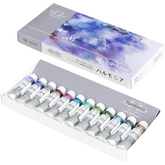 クサカベ ハルモニア 12色セット 箱入 グラニュレーションカラー 分離水彩絵具 4号 10mL ア...