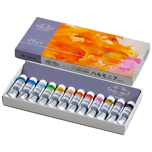 クサカベ ハルモニア・プラス 12色セット 箱入 グラニュレーションカラー 分離水彩絵具 4号 10...