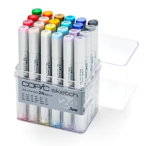 コピックスケッチ コミックイラスト 24色セット COPIC sketch 【 コピックセット アルコール マーカー イラスト マンガ まんが 漫画 ギフト プレゼント 】｜artloco