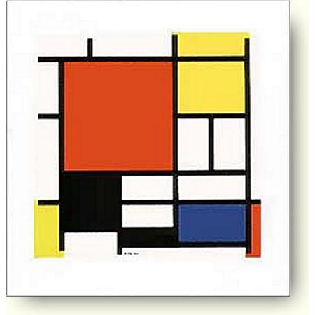 【出荷区分A】ピエト・モンドリアン　赤、黄、青、黒のコンポジション【アートポスター】