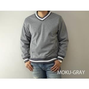 【NYLAUS】裏フリース　防風 ライン柄 スウェット　トレーナー グレー　LL