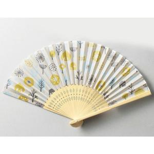 扇子 21cm 北欧ナチュラル柄 イエロー 黄色 せんす 100均