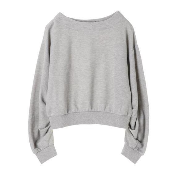 SUGAR SPOON ボリュームスリーブ 裏毛 プルオーバー グレー F green-02