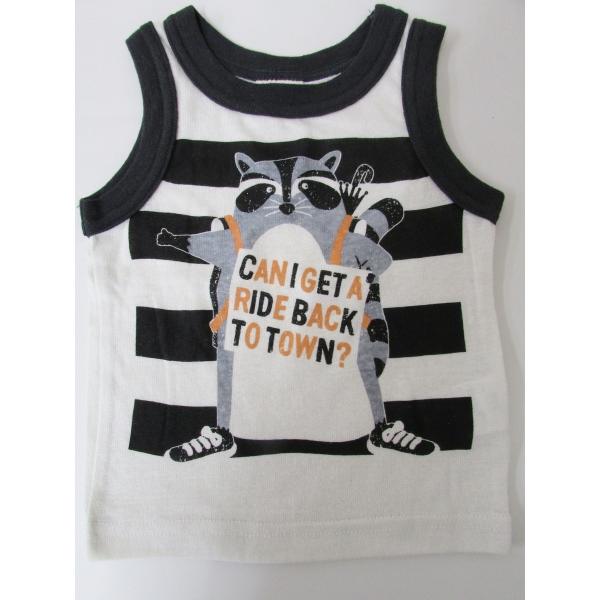 JUNK STORE キッズ ランニング Tシャツ ボーダー アライグマ 80サイズ KID-12