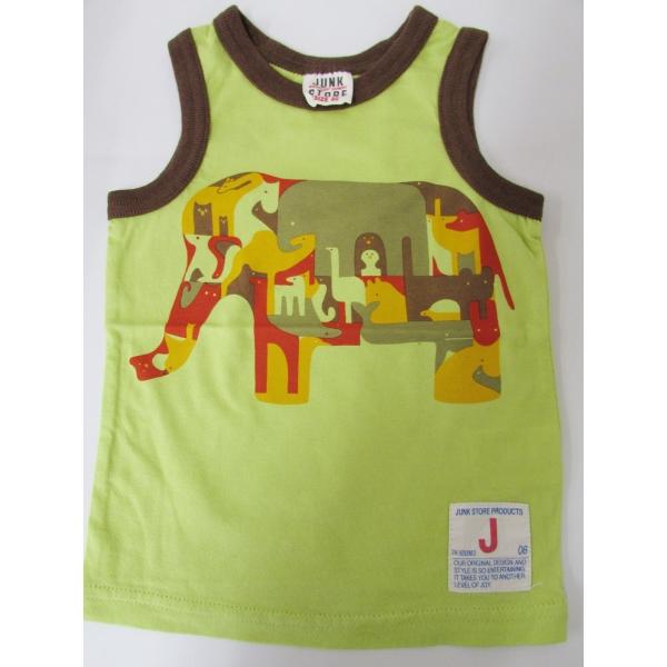 JUNK STORE キッズ アニマルプリント ランニング Tシャツ グリーン 80サイズ　KID-...