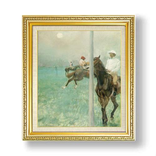 ドガ Jockeys Before the Race F10　【油絵 直筆仕上げ 複製画】【額縁付】...