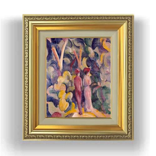 【油絵 直筆仕上げ】アウグスト・マッケ Couple on the Forest Track F3サ...