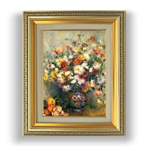 ルノワール　Vase of Chrysanthemums F4【油絵 直筆仕上げ 複製画】【額縁付】...
