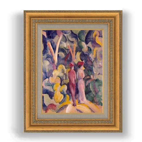 【油絵 直筆仕上げ】アウグスト・マッケ Couple on the Forest Track    ...