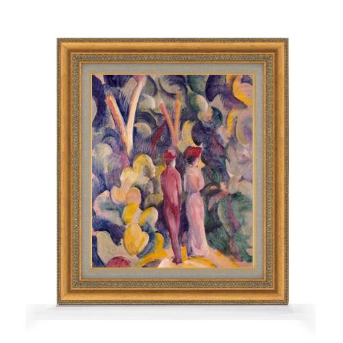 【油絵 直筆仕上げ】アウグスト・マッケ Couple on the Forest Track F8 ...