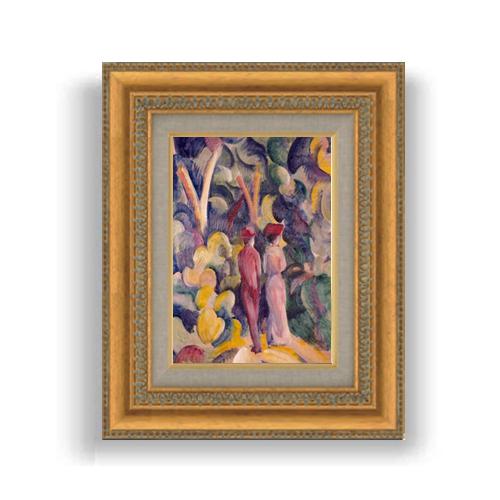 【油絵 直筆仕上げ】アウグスト・マッケ Couple on the Forest Track SMサ...