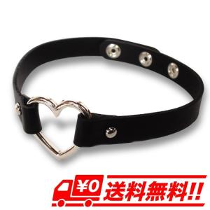 大きめハートが可愛い レザー チョーカー パンク ロック