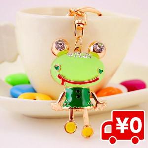 キラキラ ドロップカラー カエル キーホルダー かわいい かえる グリーン アクセサリー 無事帰る キーリング バッグチャーム