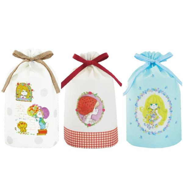 【水森亜土】ギフトバッグ(M)/ラッピング/贈り物/巾着/小物入れ/ポーチ/大人可愛い/あどちゃん/...