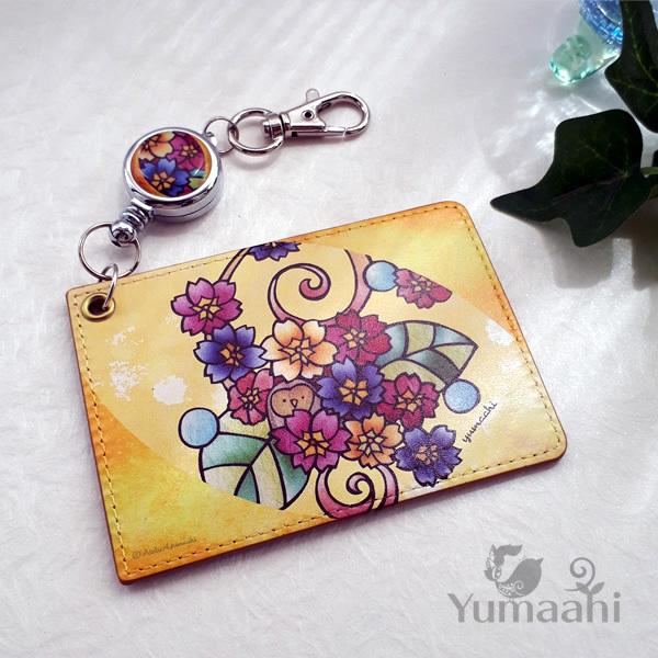 パスケース　「プリムラ梟」 定期入れ　選べる リール付き　フクロウ ふくろう　かわいい 動物　通勤 ...