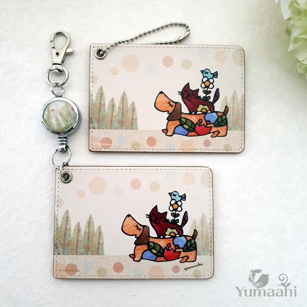 パスケース　「犬猫鳥」 定期入れ　選べる リール付き　犬 イヌ 猫 ねこ ネコ 鳥 小鳥 トリ　かわ...