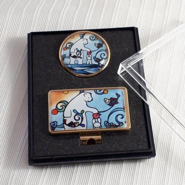 ゴルフマーカー「白くま親子おやつの時間」　しろくま くま シロクマ 親子　 ゴルフ用品、雑貨 送料無...