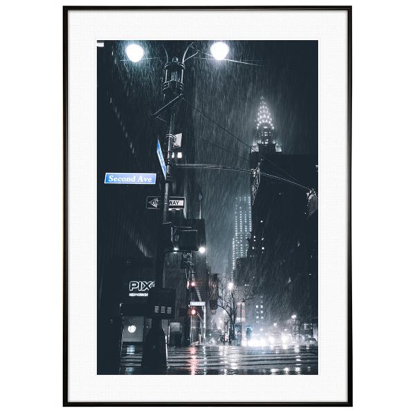 アメリカ写真 雨のニューヨーク・シティ インテリアアート写真額装 S〜Lサイズ AS0124