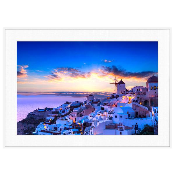 ギリシャ写真 サントリーニ島 世界最も美しいイアの夕日 インテリアアート写真額装 S〜Lサイズ AS...