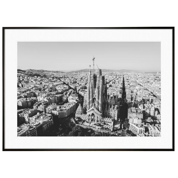スペイン写真 バルセロナ サグラダ・ファミリア インテリア モノクロアートポスター額装 S〜Lサイズ...