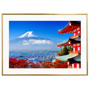 日本写真 山梨県新倉山浅間公園 五重塔越しの富士山 インテリアアート額装S〜L AS2038