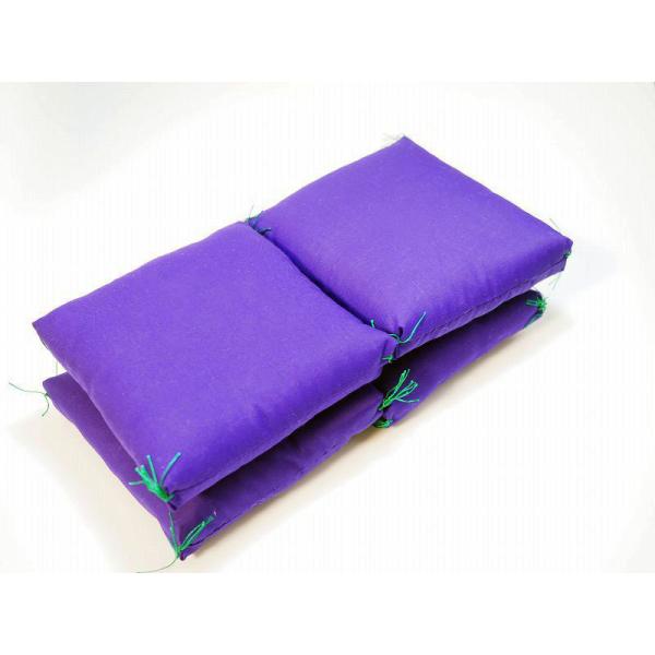 【結】新品未使用品◆綿入り　座卓用正方形座布団４枚組　12ｃｍ角　紫無地◆足付き囲碁将棋にも【メール...