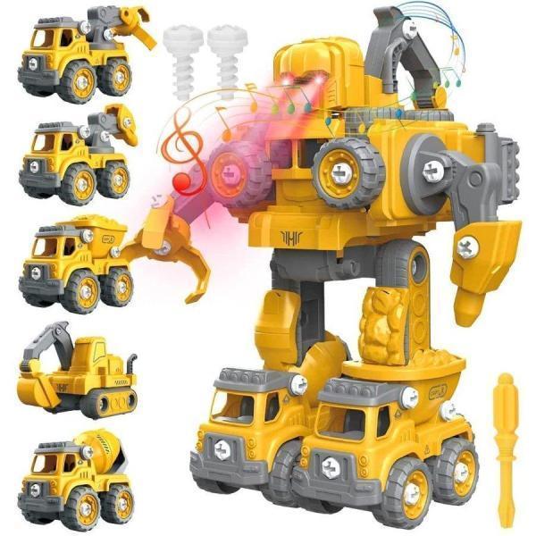 変形ロボット 建設車両 5in1ロボッ車セット 組み立て おもちゃ 知育玩具 子供用 分解おもちゃ ...
