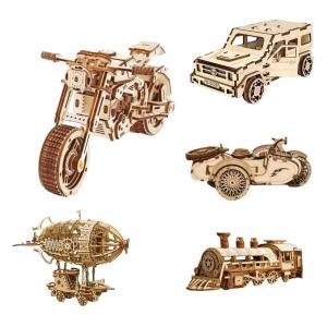 子供のための木製の3Dパズル アセンブリモデル 建設玩具 男の子 オートバイ 車 電車 種類｜arucusshop