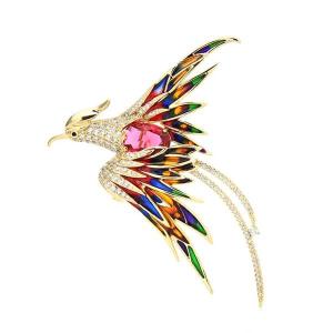 Wuli & Baby-女性と男性のための鳥の形をしたガラスの形をした鳥の形をしたブローチ コスチュームジュエリー オフィスギフト 5色｜arucusshop