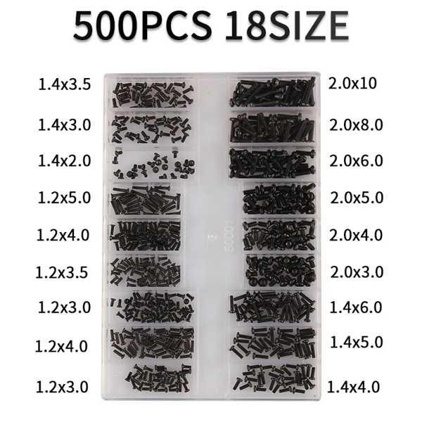 修理用ミニスクリューナット 18種類 500個 ラップトップ コンピューター修理ネジクリップセット