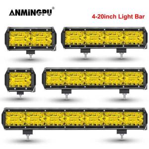 Anmingpu-車のライトバー 4〜20インチ オフロード 12v 24v 黄色 LEDライト ジープ トラック suv 4x4用｜arucusshop