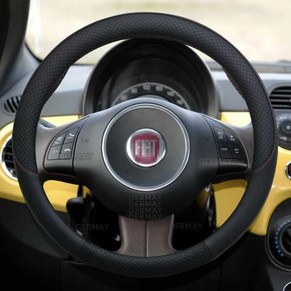 Fiat 500 nuova 500 500d 500f 500l 500r用レザーステアリングホイ...