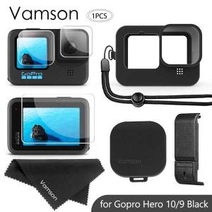 Vamson-強化ガラスフィルム付きシリコンプロテクションカバー バッテリーサイドケース gopro Hero 10  9  12  11  10 アクセサリー｜arucusshop