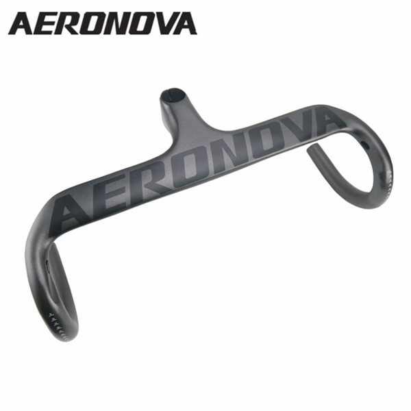 Aeronova-自転車のハンドルバー 一体型ハンドルバー ロゴなし マットブラック ロードバイク用...