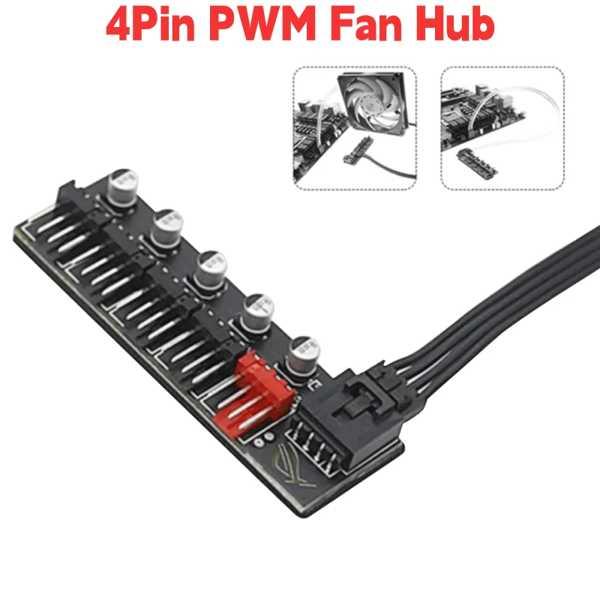 Pwm冷却ファン用速度コントローラーアダプター 5ポート コンピューターケーブル用 4ピン コネクタ...