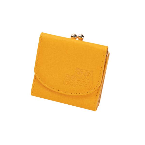 お出かけ上手なふくろうミニ財布　イエロー　開運縁起　手のひらコンパクト財布　がま口　小銭入　金運UP...